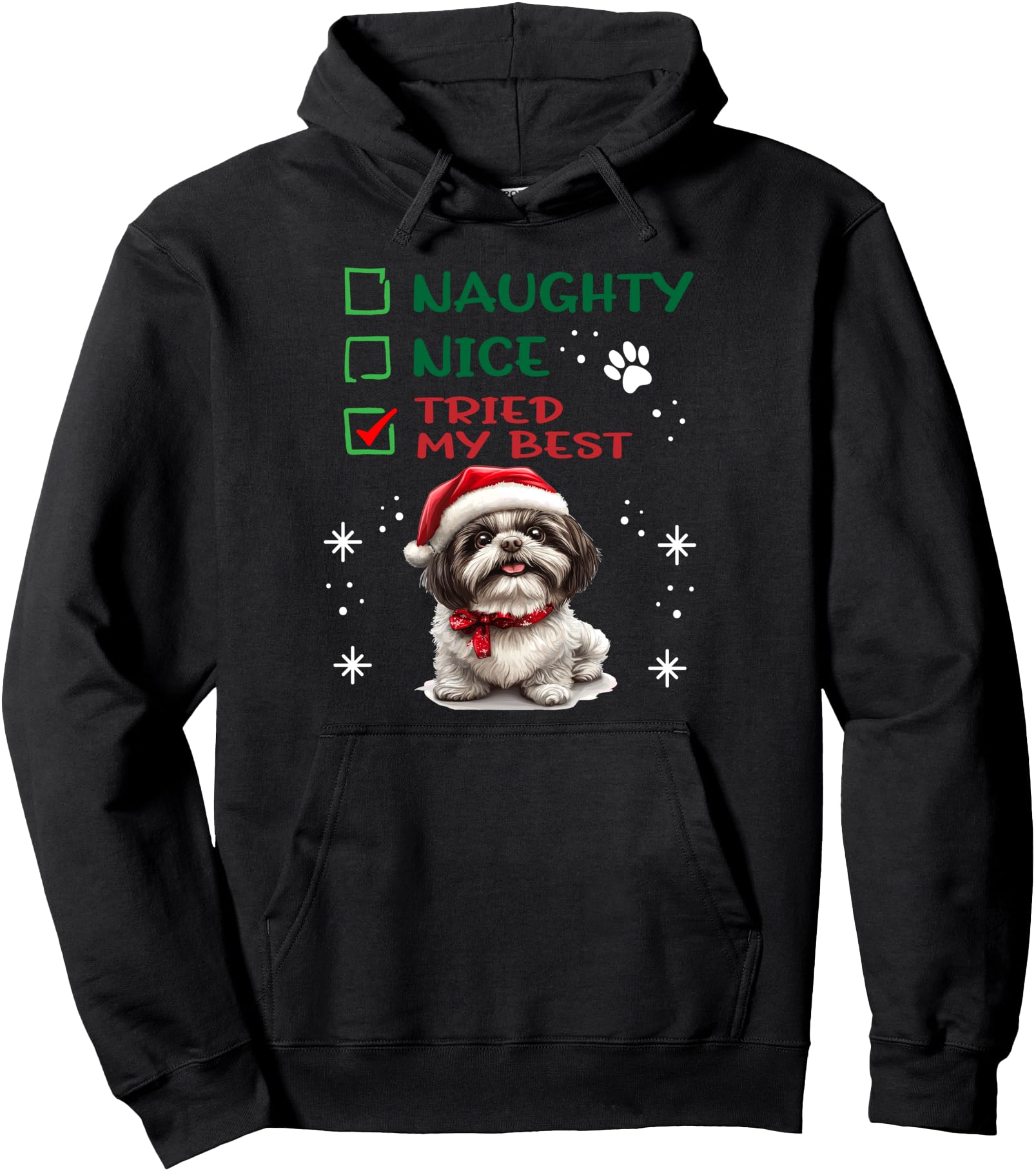 Cute Shih Tzu Dog Christmas Naughty Nice Tried my Best