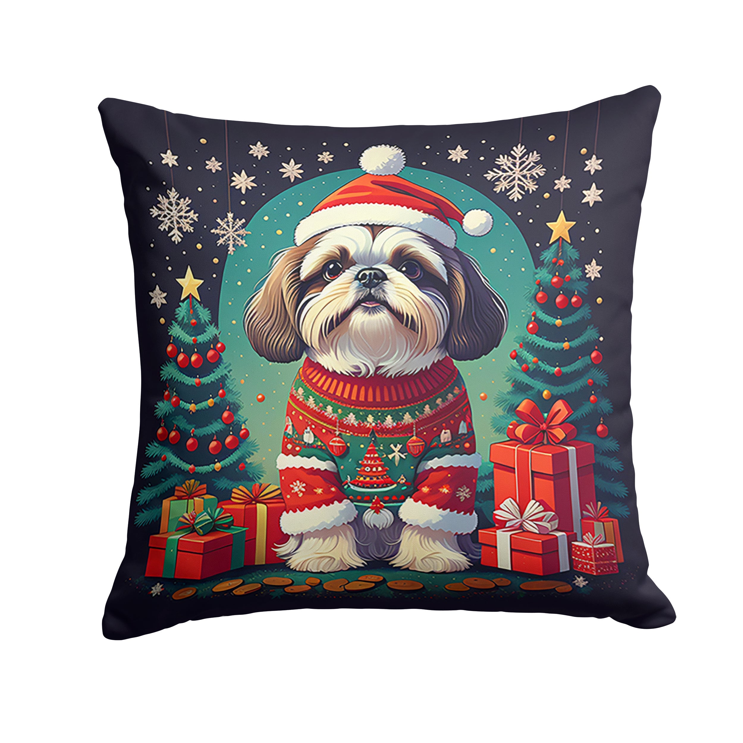 Shih Tzu Christmas Fabric Decorative Pillow