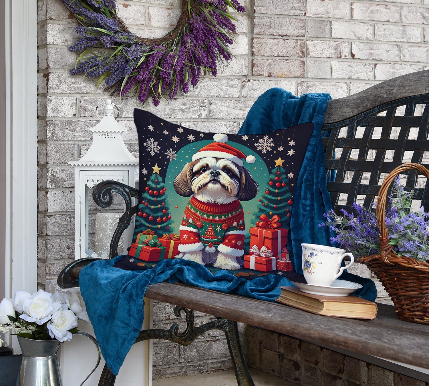 Shih Tzu Christmas Fabric Decorative Pillow