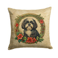 Shih Tzu Christmas Flowers Throw Pillow