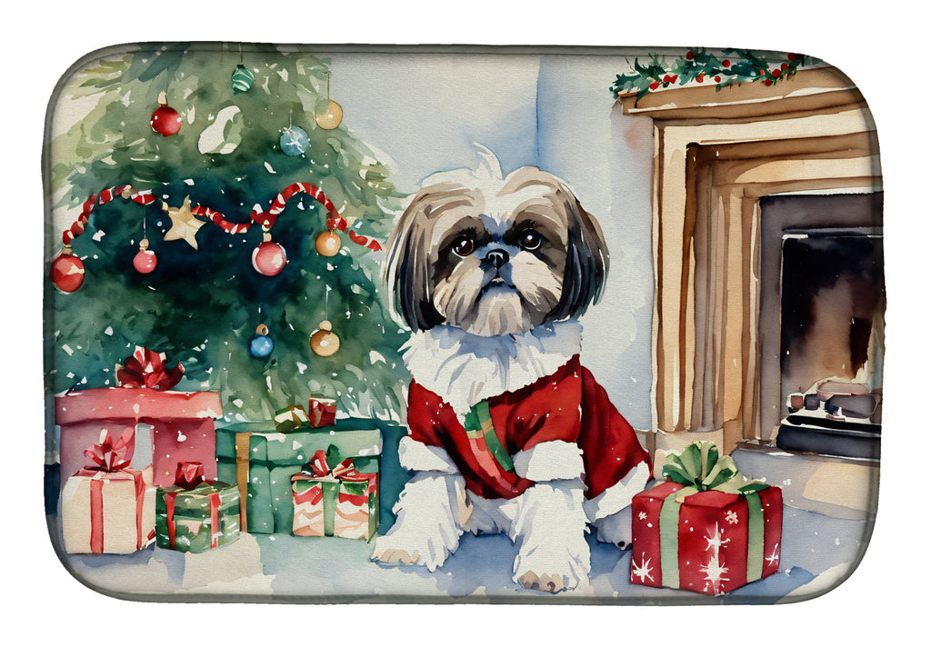 Shih Tzu Cozy Christmas Dish Drying Mat