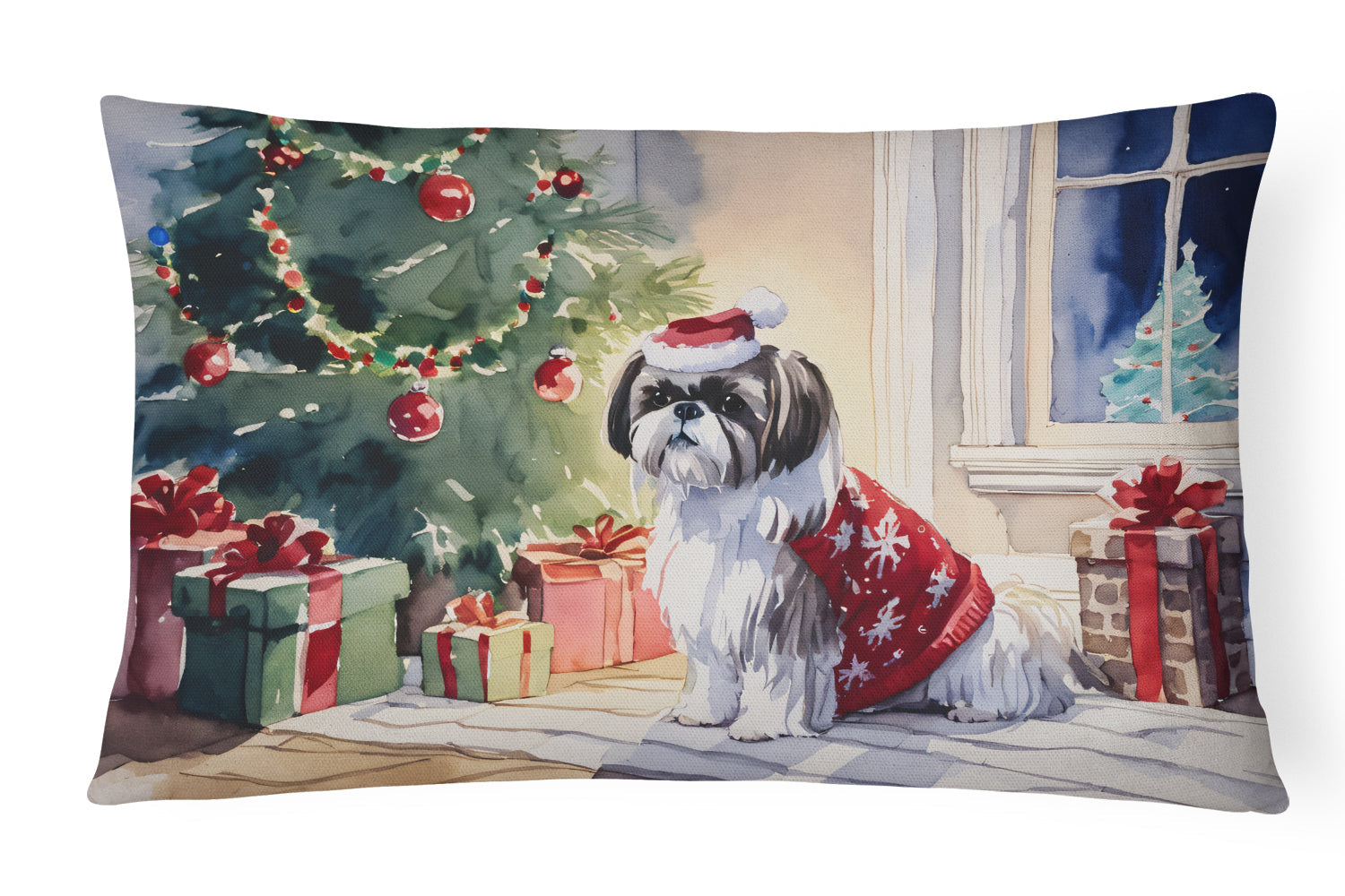 Shih Tzu Cozy Christmas Throw Pillow