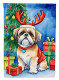 Shih Tzu Christmas Reindeer House Flag