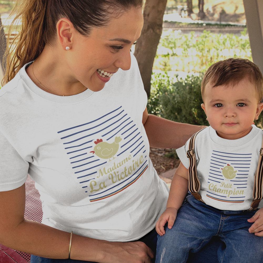 Madame La Victoire, Petit Champion Mom and Child Organic Cotton T-Shirts family Set (Set of 2)