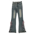 Denim Vintage Harajuku Lace-Up Flare Jeans