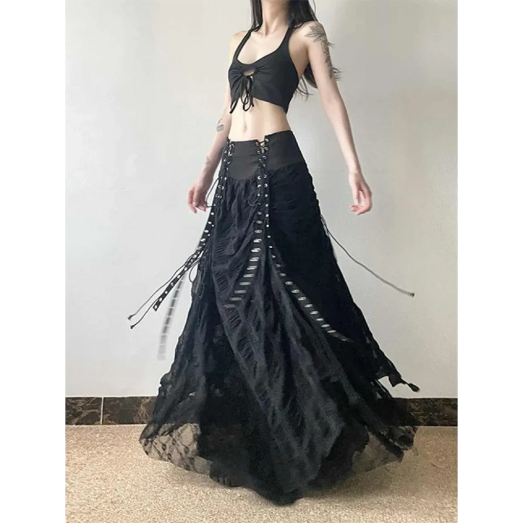 Harajuku Lace Bow A-Line Skirt