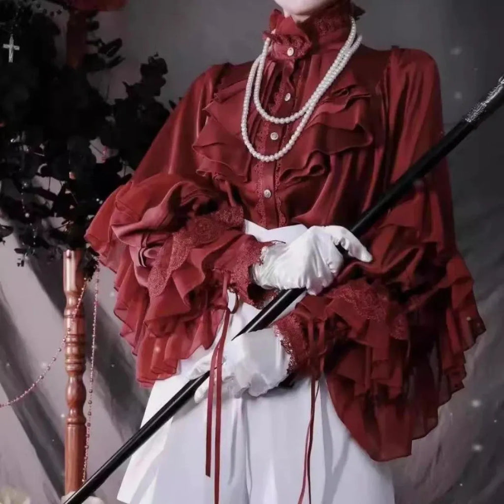 Kawaii Lace Lantern Sleeve Blouse