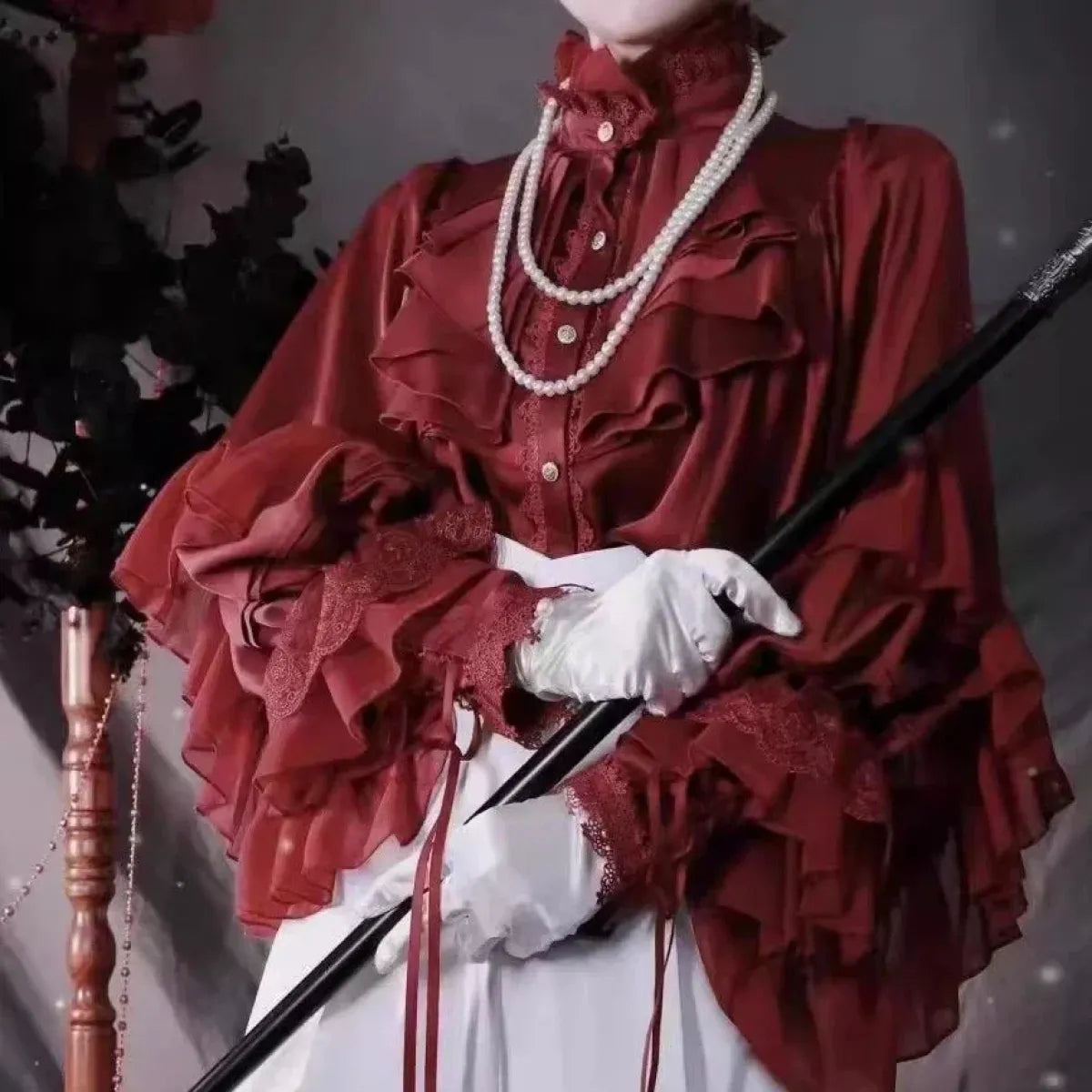 Kawaii Lace Lantern Sleeve Blouse