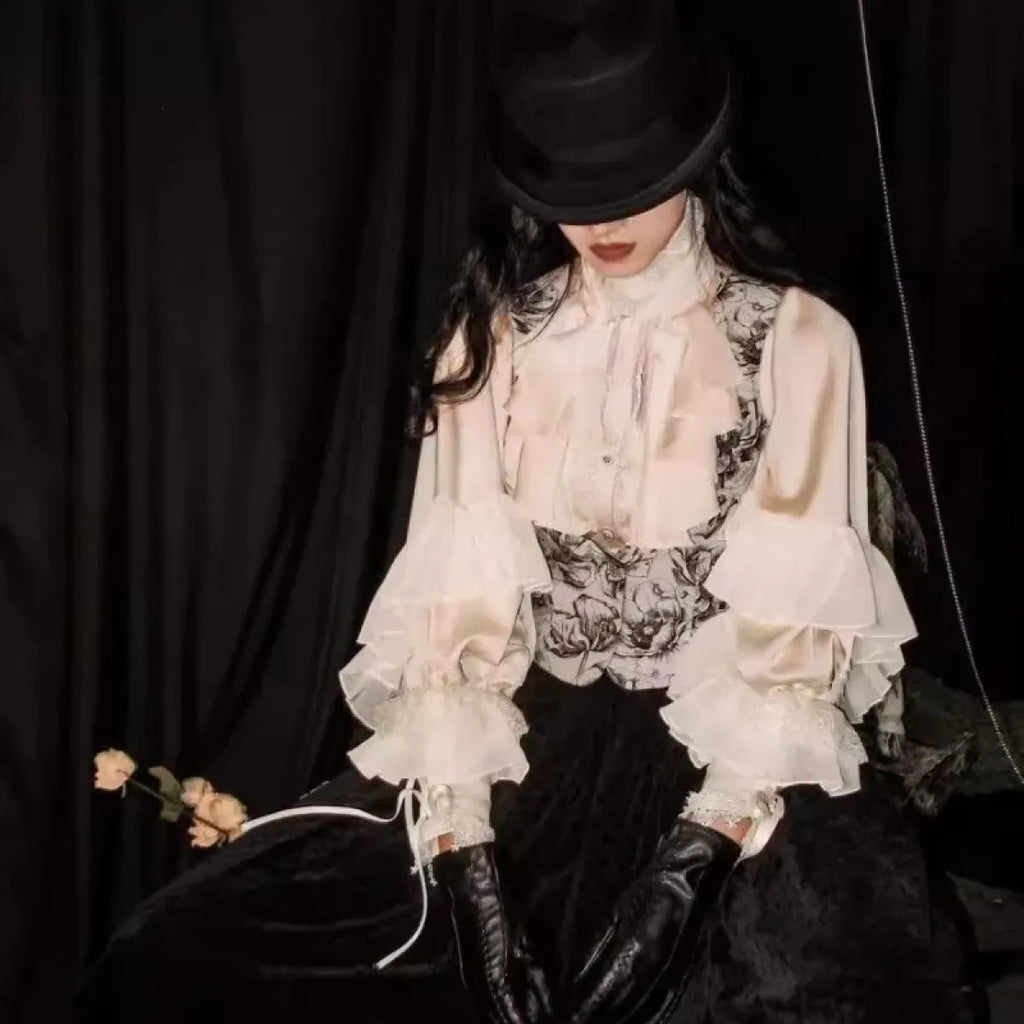 Kawaii Lace Lantern Sleeve Blouse