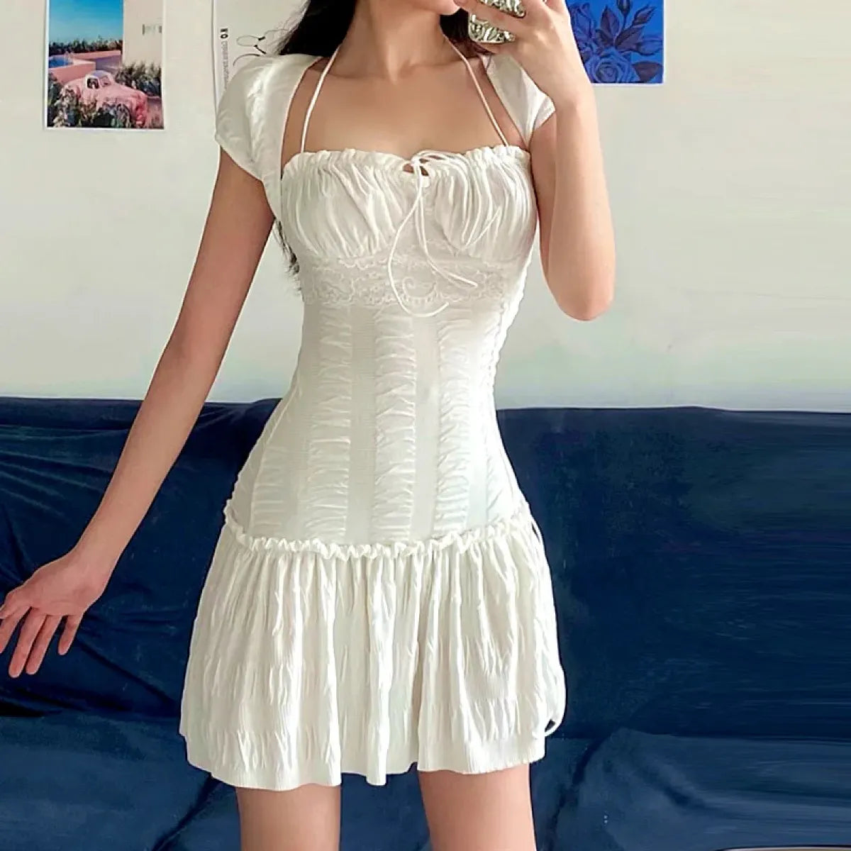 Halter Lace Mini Dress