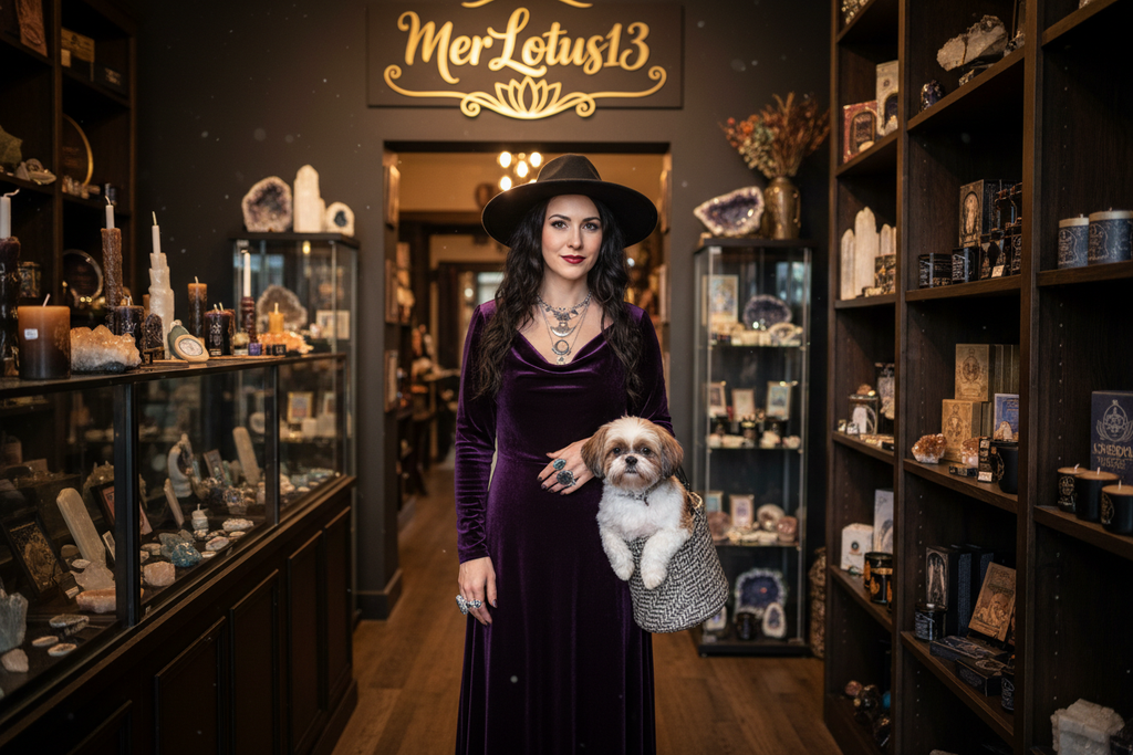 modern women witchy shopping at merlotus13 shih tzu
